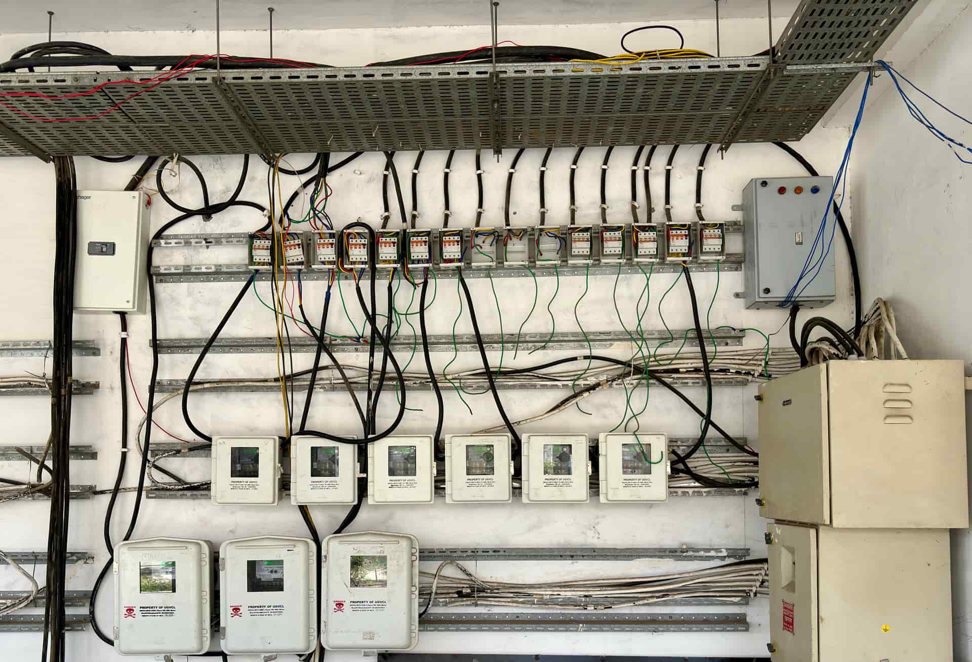 Utility wall with metering and monitoring equipment