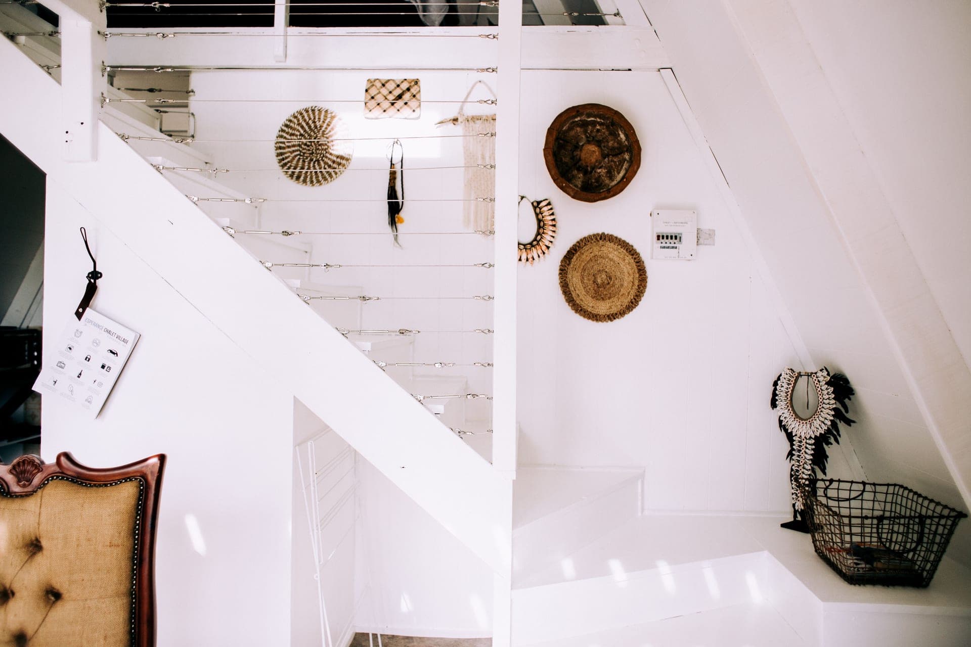 Interior staircase connecting two floors of a house